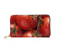 LHCVSFGW Leather Wallet for Women Men Bifold Wallet Ultra Slim Credit Card Holder Ripe Red Tomatoes Ladies Clutch Purse, Black, One Size