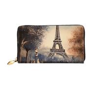 LHCVSFGW Leather Wallet for Women Men Bifold Wallet Ultra Slim Credit Card Holder Romantic Paris Eiffel Tower Ladies Clutch Purse, Black, One Size