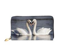 LHCVSFGW Leather Wallet for Women Men Bifold Wallet Ultra Slim Credit Card Holder Romantic White Swan Ladies Clutch Purse, Black, One Size
