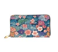 LHCVSFGW Leather Wallet for Women Men Bifold Wallet Ultra Slim Credit Card Holder Scales and flowers pattern Ladies Clutch Purse, Black, One Size