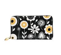 LHCVSFGW Leather Wallet for Women Men Bifold Wallet Ultra Slim Credit Card Holder Simple Strokes of Flowers Ladies Clutch Purse, Black, One Size