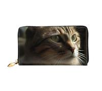 LHCVSFGW Leather Wallet for Women Men Bifold Wallet Ultra Slim Credit Card Holder Tabby Cat Ladies Clutch Purse, Black, One Size