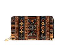 LHCVSFGW Leather Wallet for Women Men Bifold Wallet Ultra Slim Credit Card Holder Traditional african design pattern Ladies Clutch Purse, Black, One Size