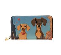 LHCVSFGW Leather Wallet for Women Men Bifold Wallet Ultra Slim Credit Card Holder Two dachshunds Ladies Clutch Purse, Black, One Size