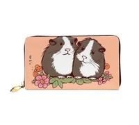 LHCVSFGW Leather Wallet for Women Men Bifold Wallet Ultra Slim Credit Card Holder Two guinea pigs hanging out Ladies Clutch Purse, Black, One Size