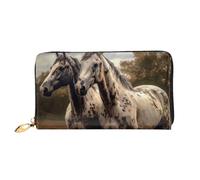 LHCVSFGW Leather Wallet for Women Men Bifold Wallet Ultra Slim Credit Card Holder Two horse Ladies Clutch Purse, Black, One Size