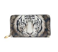 LHCVSFGW Leather Wallet for Women Men Bifold Wallet Ultra Slim Credit Card Holder White tiger head pattern Ladies Clutch Purse, Black, One Size