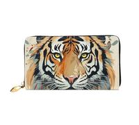 LHCVSFGW Leather Wallet for Women Men Bifold Wallet Ultra Slim Credit Card Holder Year of the Tiger Face Ladies Clutch Purse, Black, One Size
