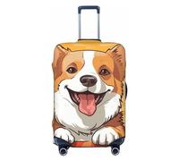 LHCVSFGW Travel Luggage Cover Cute corgi dog Suitcase Protector Elastic Washable Baggage Covers Anti-scratch Luggage Suitcase Cover Thicken Luggage Protector Fits 18-32 Inch Luggage, Black, L