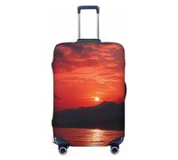 LHCVSFGW Travel Luggage Cover Fiery red sunset Suitcase Protector Elastic Washable Baggage Covers Anti-scratch Luggage Suitcase Cover Thicken Luggage Protector Fits 18-32 Inch Luggage, Black, L