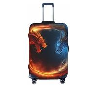 LHCVSFGW Travel Luggage Cover Fire and ice dragons Suitcase Protector Elastic Washable Baggage Covers Anti-scratch Luggage Suitcase Cover Thicken Luggage Protector Fits 18-32 Inch Luggage, Black, L