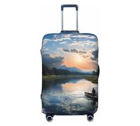 LHCVSFGW Travel Luggage Cover Fishing Scenic Suitcase Protector Elastic Washable Baggage Covers Anti-scratch Luggage Suitcase Cover Thicken Luggage Protector Fits 18-32 Inch Luggage, Black, L