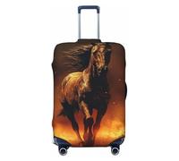 LHCVSFGW Travel Luggage Cover Flame Horse Suitcase Protector Elastic Washable Baggage Covers Anti-scratch Luggage Suitcase Cover Thicken Luggage Protector Fits 18-32 Inch Luggage, Black, S