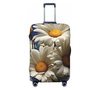 LHCVSFGW Travel Luggage Cover Floral Daisy Suitcase Protector Elastic Washable Baggage Covers Anti-scratch Luggage Suitcase Cover Thicken Luggage Protector Fits 18-32 Inch Luggage, Black, XL
