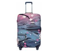 LHCVSFGW Travel Luggage Cover Flower Japanese Style Suitcase Protector Elastic Washable Baggage Covers Anti-scratch Luggage Suitcase Cover Thicken Luggage Protector Fits 18-32 Inch Luggage, Black, L