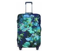 LHCVSFGW Travel Luggage Cover Green butterfly and blue flowers Suitcase Protector Elastic Washable Baggage Covers Anti-scratch Luggage Suitcase Cover Thicken Luggage Protector Fits 18-32 Inch Luggage,