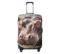 LHCVSFGW Travel Luggage Cover Hippopotamus in Water Suitcase Protector Elastic Washable Baggage Covers Anti-scratch Luggage Suitcase Cover Thicken Luggage Protector Fits 18-32 Inch Luggage, Black, L