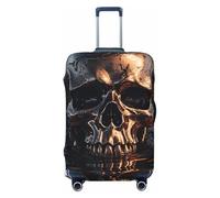 LHCVSFGW Travel Luggage Cover Metal Skull Suitcase Protector Elastic Washable Baggage Covers Anti-scratch Luggage Suitcase Cover Thicken Luggage Protector Fits 18-32 Inch Luggage, Black, L