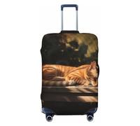LHCVSFGW Travel Luggage Cover Orange Cat Sleeping Suitcase Protector Elastic Washable Baggage Covers Anti-scratch Luggage Suitcase Cover Thicken Luggage Protector Fits 18-32 Inch Luggage, Black, M