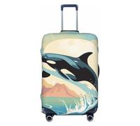 LHCVSFGW Travel Luggage Cover Orca in the Sea Suitcase Protector Elastic Washable Baggage Covers Anti-scratch Luggage Suitcase Cover Thicken Luggage Protector Fits 18-32 Inch Luggage, Black, M