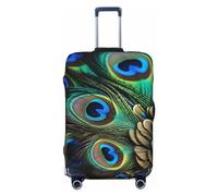 LHCVSFGW Travel Luggage Cover Peacock Feather Suitcase Protector Elastic Washable Baggage Covers Anti-scratch Luggage Suitcase Cover Thicken Luggage Protector Fits 18-32 Inch Luggage, Black, XL