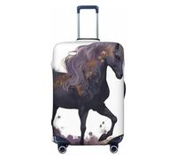 LHCVSFGW Travel Luggage Cover Purple Horse Suitcase Protector Elastic Washable Baggage Covers Anti-scratch Luggage Suitcase Cover Thicken Luggage Protector Fits 18-32 Inch Luggage, Black, S