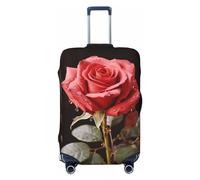 LHCVSFGW Travel Luggage Cover Red Roses and Love Suitcase Protector Elastic Washable Baggage Covers Anti-scratch Luggage Suitcase Cover Thicken Luggage Protector Fits 18-32 Inch Luggage, Black, L