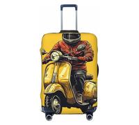 LHCVSFGW Travel Luggage Cover Scooter Man Suitcase Protector Elastic Washable Baggage Covers Anti-scratch Luggage Suitcase Cover Thicken Luggage Protector Fits 18-32 Inch Luggage, Black, M