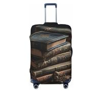 LHCVSFGW Travel Luggage Cover Stack of Old Books Suitcase Protector Elastic Washable Baggage Covers Anti-scratch Luggage Suitcase Cover Thicken Luggage Protector Fits 18-32 Inch Luggage, Black, M
