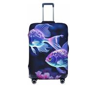 LHCVSFGW Travel Luggage Cover Two Blue Fish Suitcase Protector Elastic Washable Baggage Covers Anti-scratch Luggage Suitcase Cover Thicken Luggage Protector Fits 18-32 Inch Luggage, Black, S