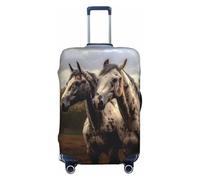 LHCVSFGW Travel Luggage Cover Two horse Suitcase Protector Elastic Washable Baggage Covers Anti-scratch Luggage Suitcase Cover Thicken Luggage Protector Fits 18-32 Inch Luggage, Black, XL