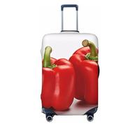 LHCVSFGW Travel Luggage Cover Two Red Bell Peppers Suitcase Protector Elastic Washable Baggage Covers Anti-scratch Luggage Suitcase Cover Thicken Luggage Protector Fits 18-32 Inch Luggage, Black, L