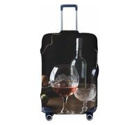 LHCVSFGW Travel Luggage Cover Wine Glasses Suitcase Protector Elastic Washable Baggage Covers Anti-scratch Luggage Suitcase Cover Thicken Luggage Protector Fits 18-32 Inch Luggage, Black, L