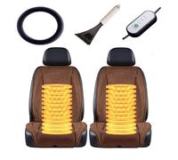 LHCXKJGS Warm Adult Car Booster Seat for Driver Comes with snow shovel and steering wheel cover It Is the Warmest Gift for Drivers in Winter,Brown-twoseats+steeringwheelcover