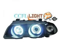 LHD CCFL Headlight Pair Clear Black For BMW 3 Series E46 Saloon Touring 98-01