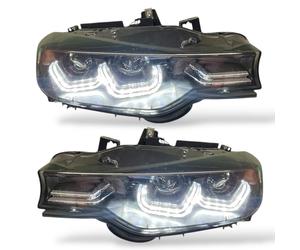 LHD For BMW 3 Series F30 F31 2011-15 Black LED DRL Double U Projector Headlights