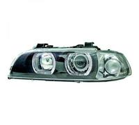 LHD Headlight Pair Angel Eyes Clear Black H7 H7 PY21W For BMW 5 Series E39 95-00