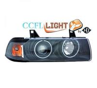 LHD Projector CCFL Headlights Pair Clear Black H1 H3 For BMW 3 Series E36 90-99