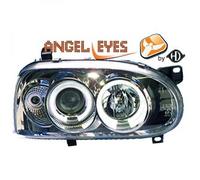 LHD Projector Headlights Headlamp Pair Angel Eyes Chrome For VW Golf III 91-97