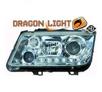 LHD Projector Headlights Headlamp Pair LED Dragon Clear Chrome For VW Bora 98-05