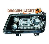 LHD Projector Headlights Headlamp Pair LED Dragon DRL Lights Clear Black VW Bora