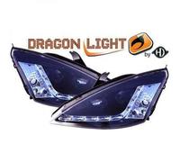 LHD Projector Headlights LED Dragon DRL Lights Black Ford Focus MK1 1998-2004