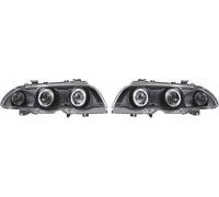 LHD Projector Headlights Pair Angel Eyes Black for BMW 3 Series E46 Saloon 98-01