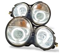 LHD Projector Headlights Pair Angel Eyes Chrome for Mercedes-Benz W210 95-02