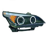 LHD Projector Headlights Pair Angel Eyes Clear Black D1S H7 For BMW E60 61 03-07