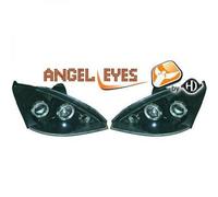 LHD Projector Headlights Pair Angel Eyes Clear Black For Ford Focus 98-01