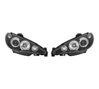 LHD Projector Headlights Pair Angel Eyes Clear Black for Peugeot 206 206CC 98-08