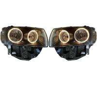 LHD Projector Headlights Pair Angel Eyes Clear Black For VW T4 Longnose 96-03