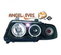 LHD Projector Headlights Pair Angel Eyes Clear Black H1 H1 For Audi A4 Avant