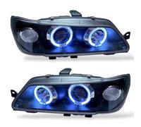 LHD Projector Headlights Pair Angel Eyes Clear Black For Peugeot 306 93-97